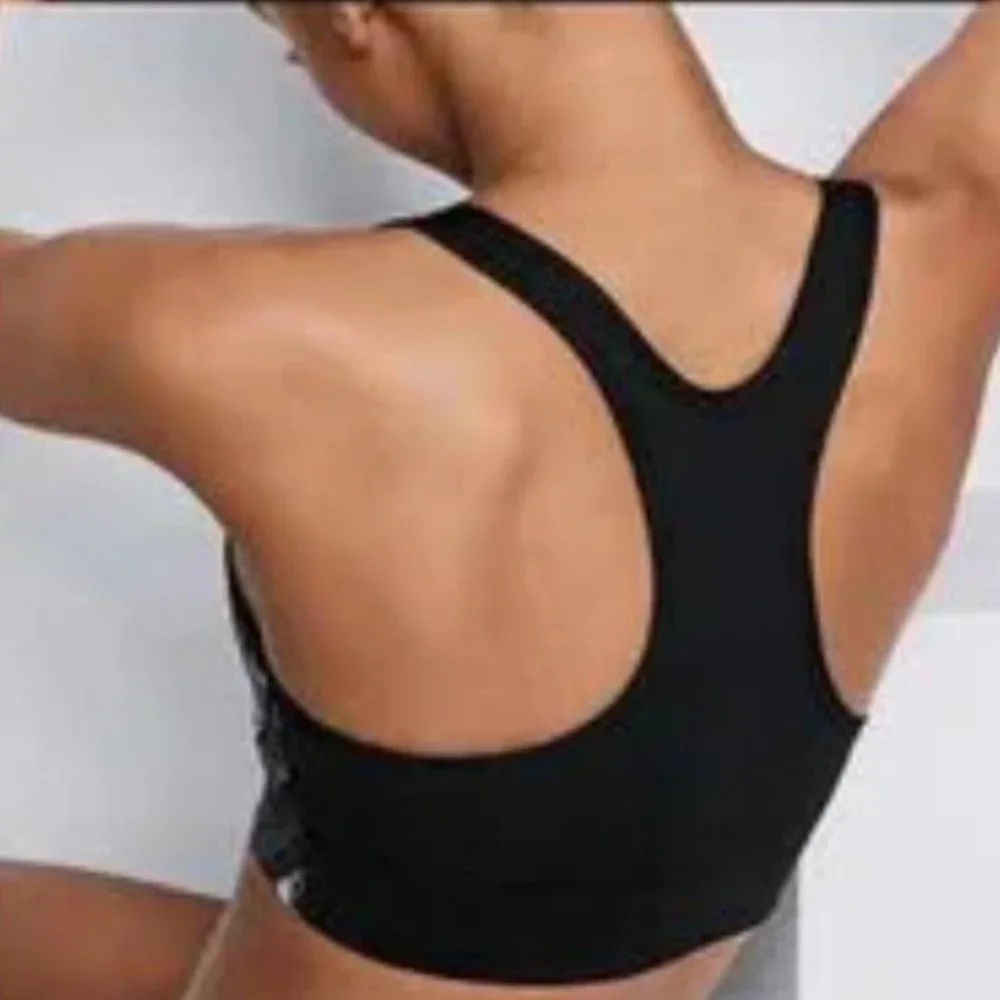 PINK Victoria's Secret Ultimate Unlined Logo Print Sports Bra Black Yellow S